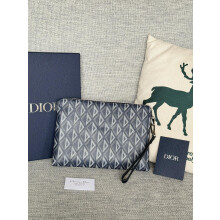 Dior Oblique Pouch | Beige and Black Canvas Wristlet A251