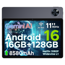 DOOGEE Newest Android 16 Tablets, U11 11 Inch Tablet with Gemini AI, 16GB+128GB/2TB, 8580mAh, Unisoc T7200