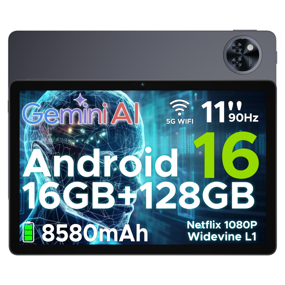 Doogee Newest Android 16 Tablets, U11 11 Inch Tablet With Gemini Ai, 16Gb+128Gb/2Tb, 8580Mah, Unisoc T7200 6923740278048