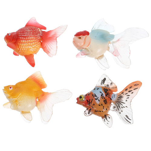4Pcs Simulation Goldfish Models Plastic Fish Figurines for Home Decor 2