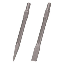 2-Teiliges 1-3/16 Zoll Sechskantmeißel-Set mit Spitz- und Flachmeißeln für Hochleistungs-Abbruchhammer und Betonbrecher