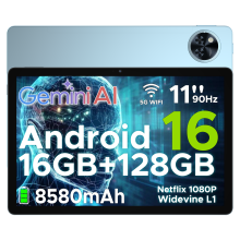 DOOGEE Newest Android 16 Tablets, U11 11 Inch Tablet with Gemini AI, 16GB+128GB/2TB, 8580mAh, Unisoc T7200