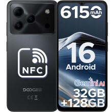 DOOGEE NOTE 56 PRO Black Mobile Phones, Newest Android 16 With Gemimi AI, 32GB+128GB/2TB, 6150mAh& 6.56"HD+90Hz Display