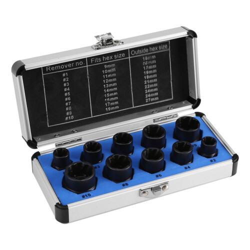 10Pcs Damaged Nut Bolt Remover 9-19mm Extractor Removal Tools Set Threading Tool Car Garage Mechanics Extractor Tool 2