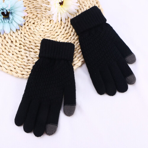 Solid Touchscreen Handschuhe Warme Winter Strickhandschuhe Aus Wolle 1