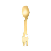Gold Stainless Steel Camping Cutlery Set 10 Pcs – Ergonomic Grip, Mirror Polish, Rust‑Resistant Flatware for Outdoor Dining