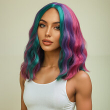 Colorful Short Curly Wig for Masquerade & Wedding
