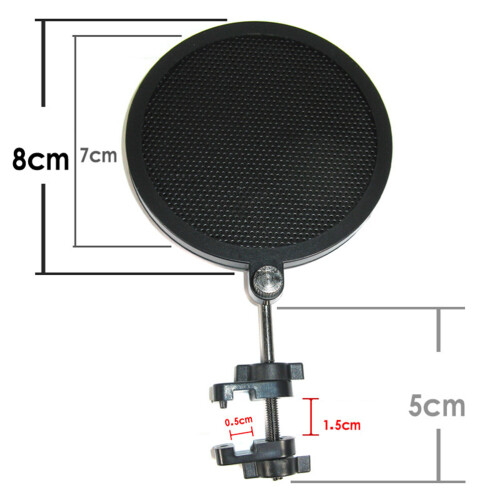 Mic Filter Shield Mikrofonfilter Doppellagig Schwarz Schutz 2