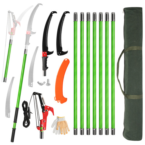 30ft Manual Pole Saw Palm Tree Trimmers Long Handle Pruner Set