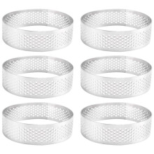 Cake Ring Molds, 6Pcs Stainless Steel Porous Tart Ring, Perforated Pie Cake Ring Mold, Cake Mousse Ring with Holes 7cm