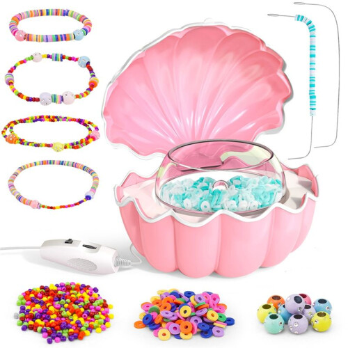 Bead Stringing Machine Spinner for Bracelets Making Gift for Girl Clay Electric with Needle and Thread Bracelets