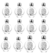 12 Bouteilles D'Eau Bénite en Verre Gaufré, Contenants D'Eau Bénite Portables, Bouteilles de Bénédiction pour Église, Argent