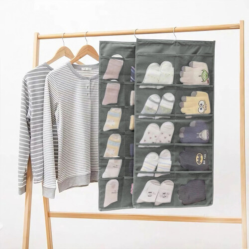 Living And Home Versatile Double-Sided Fabric Hanging Storage Bag