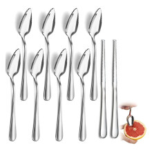 10pcs Grapefruit Stainless Steel Flatware Set,Grapefruit Spoons and Knives with Serrated
