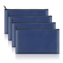 Money Pocket with Zipper, 11 X 6.5 Inch PU Leather Cash Bag, Safe Bank Pocket for Coins, Bills, Checks,Cosmetics,Tools B