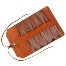 small leather tool roll with 10 slots for craft organization