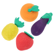 4Pcs Fruits Vegetable Erasers Mini Cartoon Colored Erasers For Kids