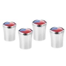 4Pcs White Stainless Steel Tire Caps Car Tire Air Stem Protectors