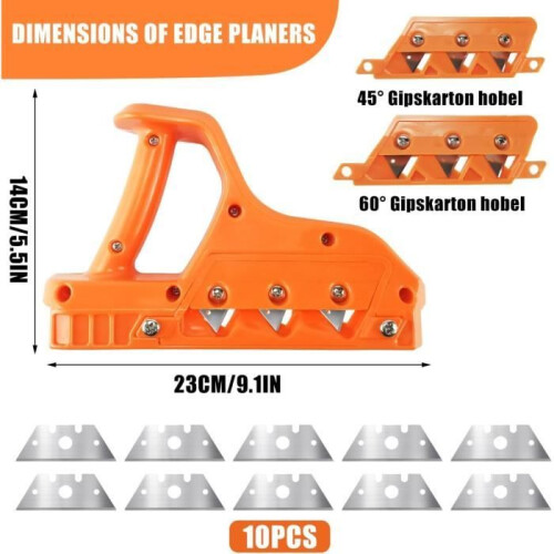 placo Planer, placo Cutter, Εργαλείο πλάνης γυψοσανίδας, 45 και 60 Edge Trimmer με 10 ανταλλακτικέ 1