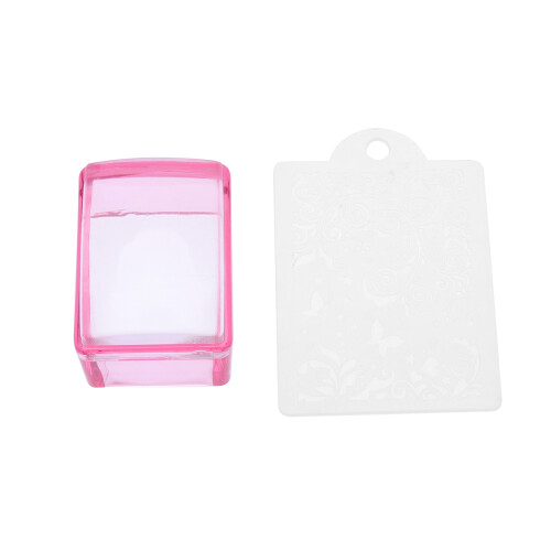 2Pièces Tampons Nail Art Elastique Rouge Avec Racloir Kit Manucure