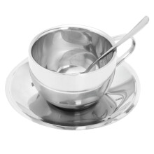 1Set Zilveren Theekop Set Comfortabel Voor Koffie En Thee