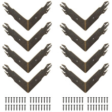 8PCS Antique Brass Corner Protectors with 64 Nails, Vintage Metal Box Brackets for Wooden Jewelry and Gift Boxes