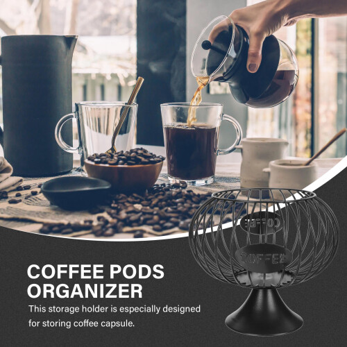 1Pc Black Iron Coffee Capsules Storage Stand with Large Fence Base 1