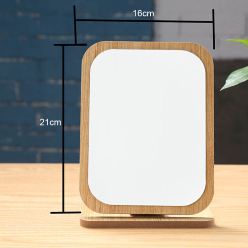 1Pc Beige Wooden Foldable Makeup Mirror Large Surface Desktop Mirror 1