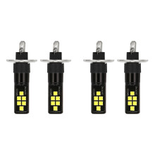 4Pcs H1 Car LED 12V-24V 12SMD Light Bulb 3030 Chipset,W5W Bulb194 LED Bulb for Fog Lights White