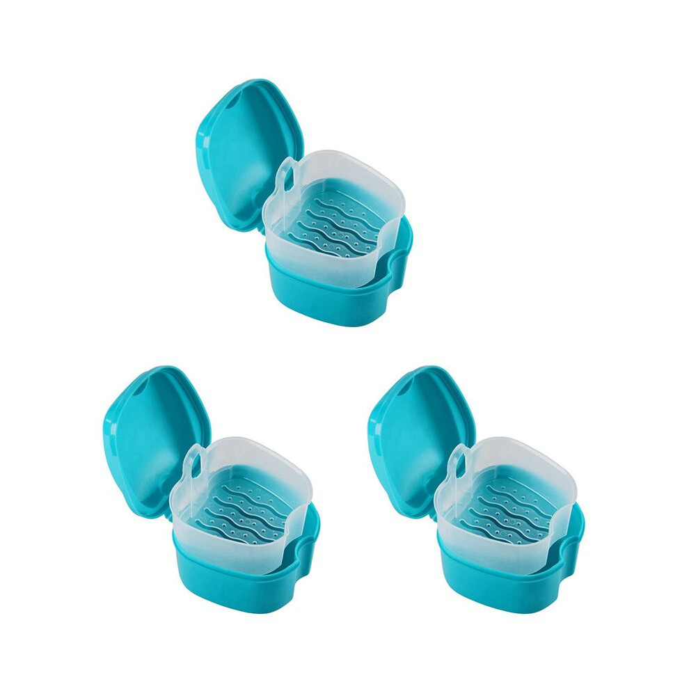 3X  Denture Case,Denture Cup with Strainer,Denture Bath Box False Teeth Storage Box with Basket Net Container Holder-image-OPC-PTQNF6W-NEW