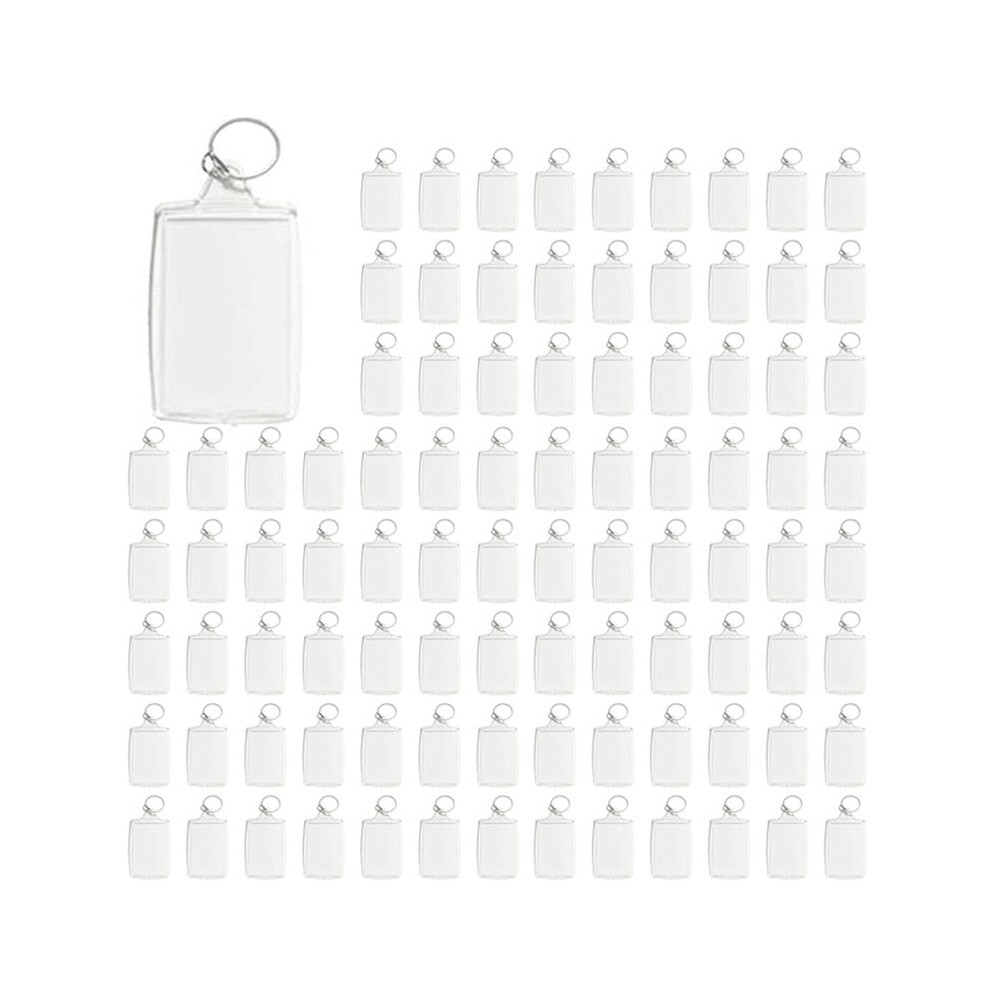 400Pcs Photo Keychain Rectangle Transparent Blank Acrylic Insert Photo Picture Frame Keyring Key Holder Diy Split Ring 6032651147531