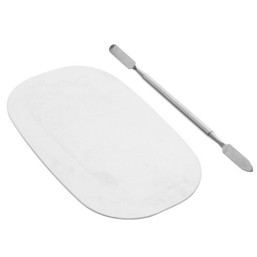 2Sets Compacte Zilveren Foundation Mengplaat Met Spatel Voor Make-Up 2