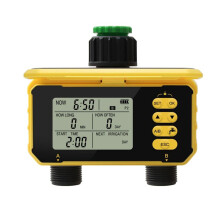 2 Outlets Watering Auto Irrigation Solar Charging Digital Sprinkler Water Valve Controller for Garden Outdoor