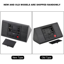 Wooden Digital Alarm Clock LED Display Temperature Voice Control Black 12x8x8cm