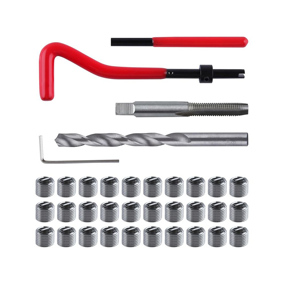 30 Piece M8x1.25 Thread Repair Kit, Metric Repair Kit With Hss Drill Bits Thread, For Auto Repairing 4712129024893