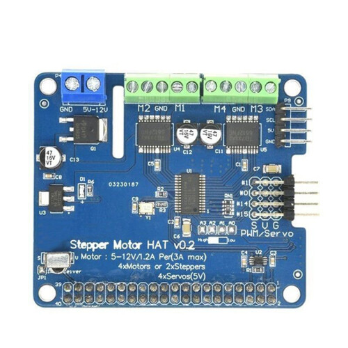 Stepper Motor HAT V0.2+Robot Expansion Board Stepper/Motor/Servo for Raspberry Pi 3B/3B+