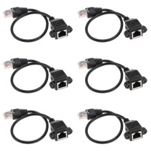 3X 1FT RJ45 Hane Till Hona Skruvpanelmonterad Ethernet LAN-Nätverksförlängningskabel