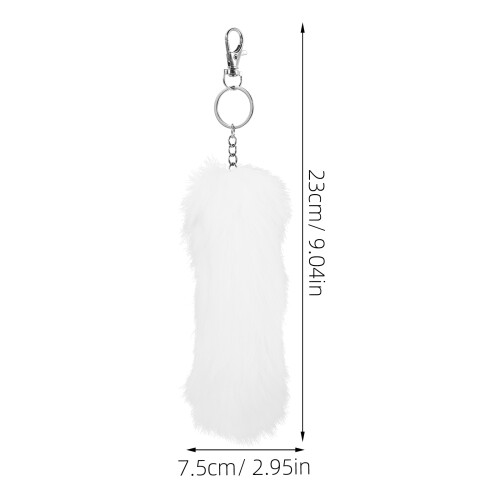 Simulation Tail Keychain Cute Keychains For Women Girls White 2