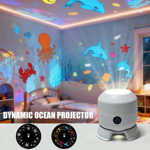 (B, Direct Power) Rotating Projection Lamp Underwater Ocean Projector Light with Dynamic Rotation And Adjustable Brightness 1