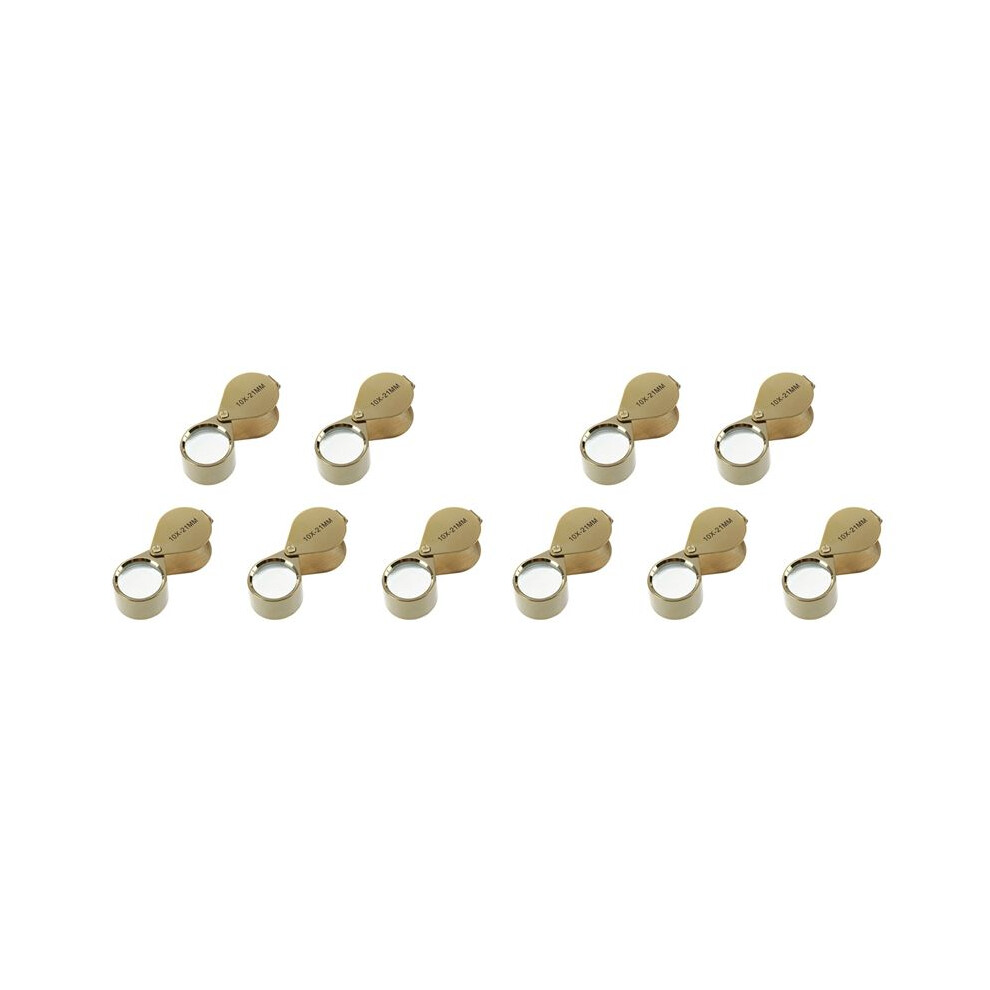 Brecantia Golden 10Pcs 10X Magnifying Magnifier Glass Jewellers Eye Foldable Jewelry Loop Loupe(Golden)