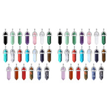 40 Stuk Healing Crystal Hanger Bedels Sieraden Maken Natuurlijke Edelsteen Bulk Amethist Obsidiaan Rozenkwarts Carneool