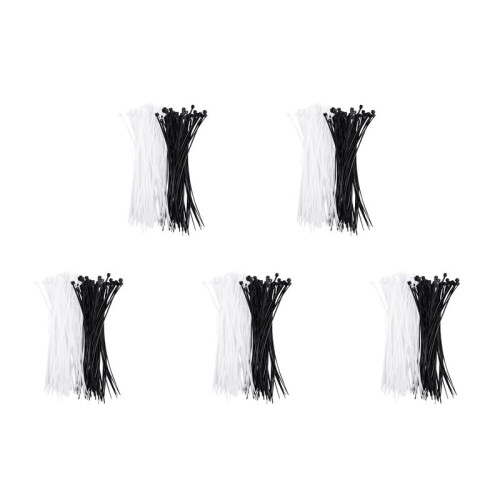 3mm x 150mm Auto Wire Push Cable Zip Tie Organizer White Black 500 Pcs