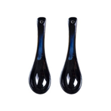 2pcs ceramic spoon for tea, porridge, soup – blue, home or restaurant