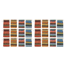 24Pc Egyptian Style Jewelry Coin Pouch Print Drawstring Gift Bag Cotton Sachet Candy Travel Purse Ethnic