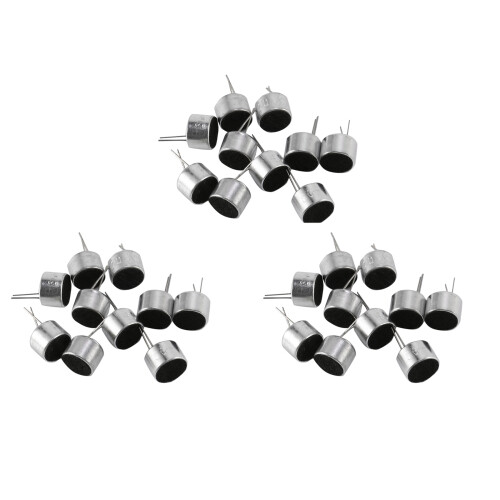 30 Pcs 2 Pin  MIC Capsule Electret Condenser Microphone Silver Tone Black 1
