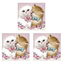 3X 5D DIY Diamond Painting Stitch Couple Cat Diamond Painting Round Rhinestones Embroidery Animals