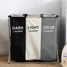 3-Section Foldable Laundry Basket with Aluminum Frame