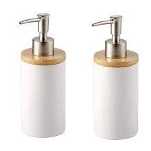 2X 400Ml Keramik Seifen Spender, Nordischer Stil, Lotion Spender Seifen Spender für Küche und Bad -Weiß