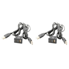 2 Pcs 150CM Car Dash Flush Mount 2 USB Port Panel Auto Boat Dual USB-TAPYC Extension Cable Adapter for