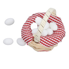 Dollhouse Egg Basket with Egg, Red Plaid Miniature